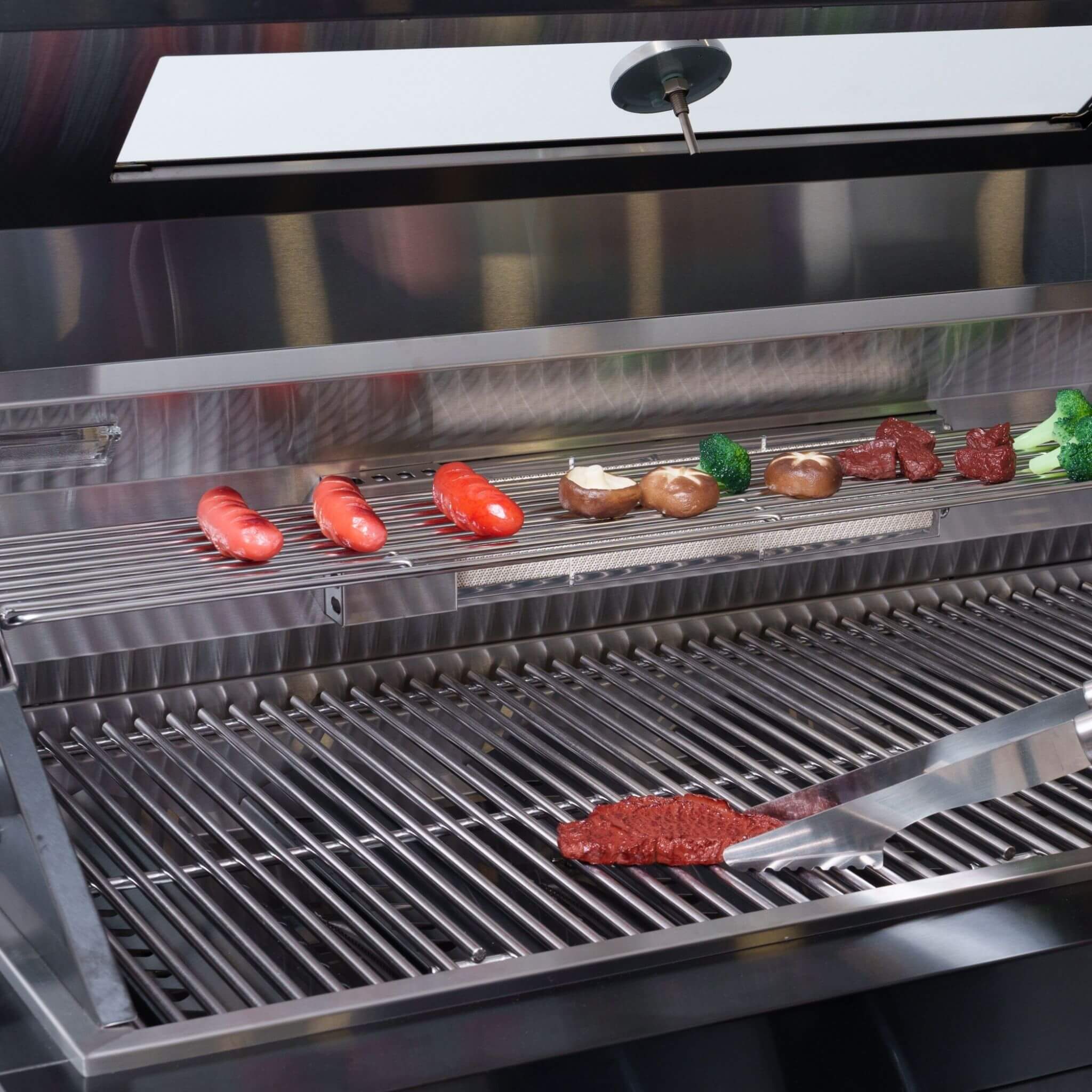 Castelle Flame Inferno Premium Black Stainless Steel 6-Burner Liquid Propane Kitchen Grill Island with Rotisserie Kit