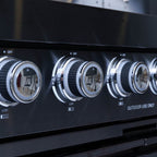 Castelle Flame Inferno Premium Black Stainless Steel 6-Burner Liquid Propane Kitchen Grill Island with Rotisserie Kit