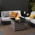32.5 In. 5,000 BTU Propane Fire Pit Table with Tempered Glass Top, Gray