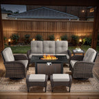 Outdoor Fire Pit Conversation Set, 3-Seat Sofa & Chairs Patio Furniture Set