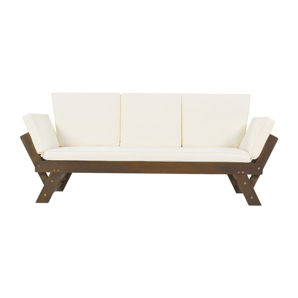 Outdoor Adjustable Patio Wooden Daybed Sofa Chaise Lounge