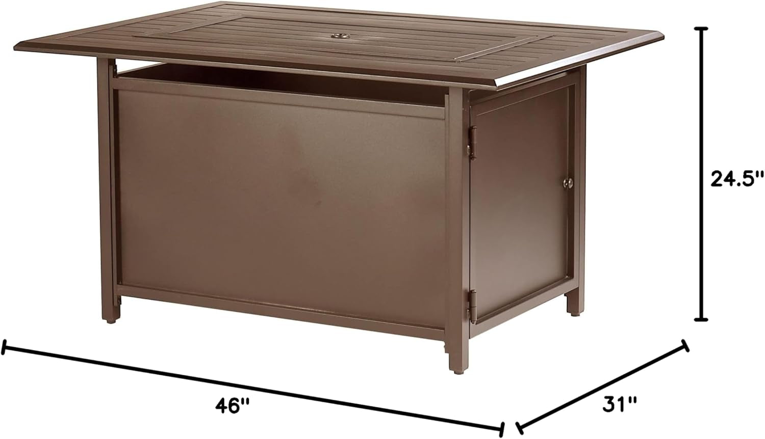Istanbul-Fpt-Bn Rectangular 46 In. X 31 In. Aluminum Propane Pit, Glass Beads, Two Covers, Lid, 57,000 Btus in Brown Finish Fire Table