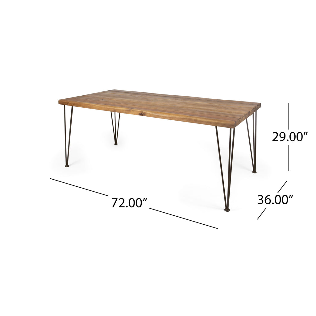 7- Piece Acacia Wood Outdoor Dining Set with Cream Cushions