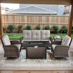 Outdoor Fire Pit Conversation Set, 3-Seat Sofa & Chairs Patio Furniture Set