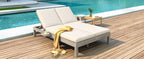 5-Position Adjustable Backrest Double Chaise Lounge Outdoor