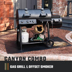 Canyon Combo Dual Fuel 3-Burner Propane Gas and Charcoal Smoker and Grill with 1031 Sq. In. Cooking Area in Black