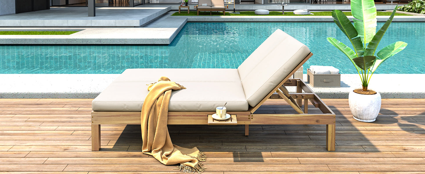5-Position Adjustable Backrest Double Chaise Lounge Outdoor