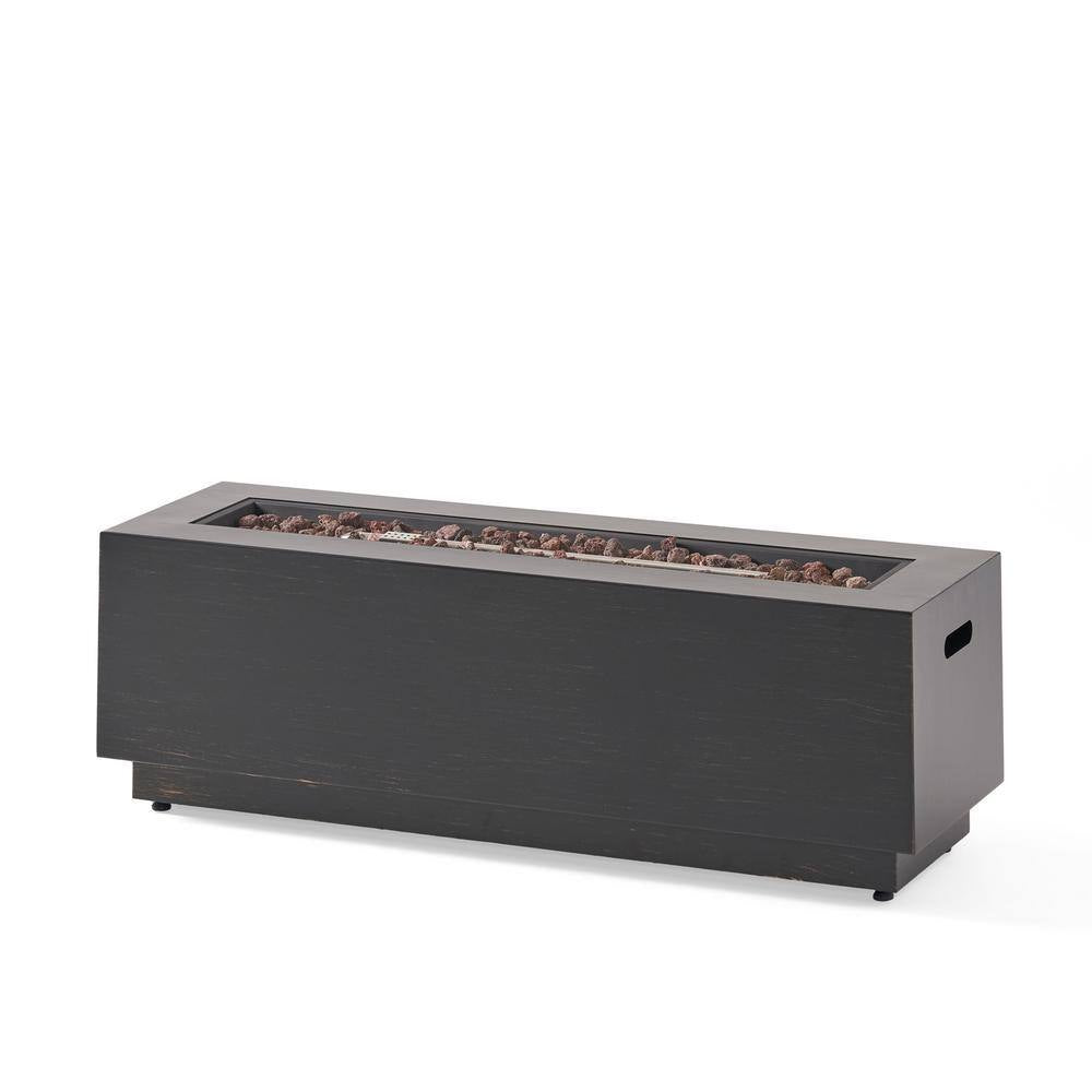 48 In. W X 15 In. H Square Iron Gas Burning Outdoor Fire Pit in Brown