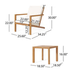 3- Piece Outdoor Chat Set with Table And 2 Adirondack Chairs - White / Brown Patina