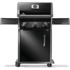 Rogue 425 3-Burner Propane Gas Grill in Black with Cast Iron Cooking Grids