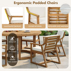Patio Dining Chair Set of 2, Wood Outdoor Armchairs with Removable Cushions