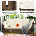 Outdoor Adjustable Patio Wooden Daybed Sofa Chaise Lounge