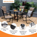 31 In. Outdoor Steel Fire Pit Dining Table Charcoal Wood Burning W/Cooking BBQ Grate