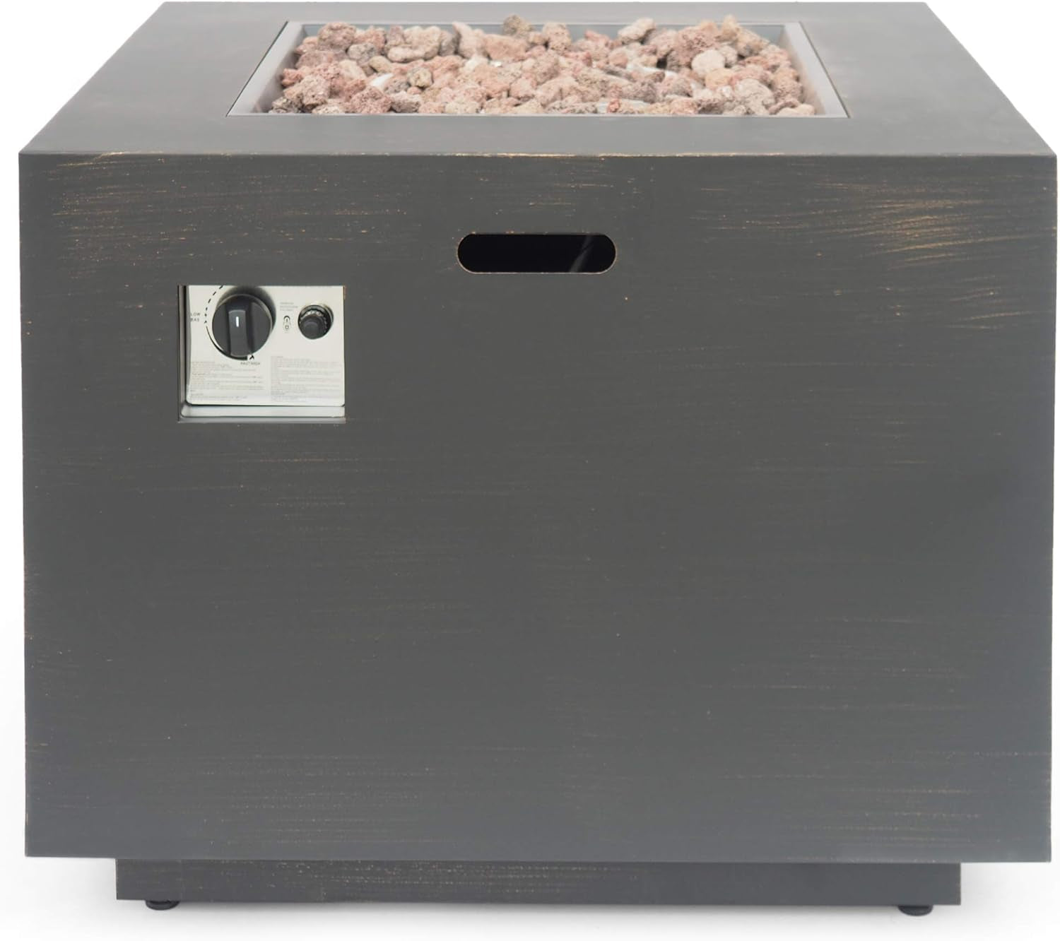 Solomon Outdoor 33-Inch Square Fire Pit, Brushed Brown