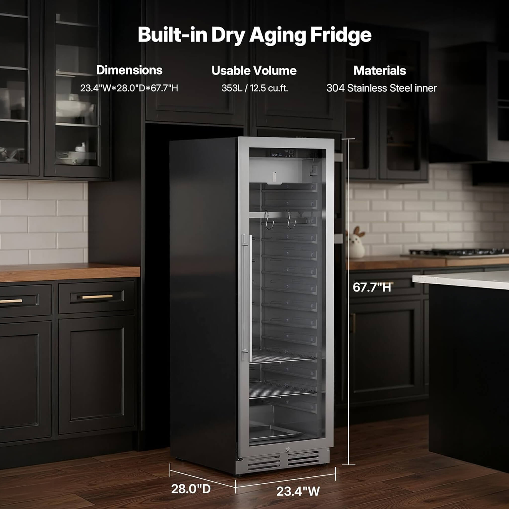 Commercial 12.5 Cu.Ft Dry Aging Fridge For Steaks, Beef, Lamb, And Ham