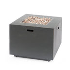 Outdoor Iron Square Propane Fire Pit - Brushed Brown