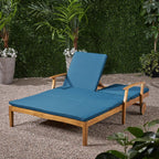 Outdoor Adjustable Double Chaise Lounge with Water Resistant Cushions