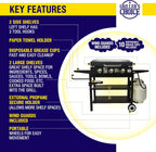 Griller'S Choice Gas Griddle with Hinged Hood & Wind Guards, 4 Shelves, Propane Griddle for Flat Grills Outdoor Cooking, Front Grease Management, Steel Flattop Grills Surface, Precision Heat Control