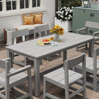 Patio Dining Sets 7 Piece HIPS Outdoor Dining Table Set with Umbrella Hole Table and 6 Chairs Furniture for Backyard Poolside Garden, Grey