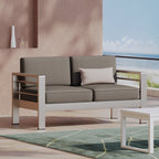 Outdoor Aluminum Loveseat With Cushion - Gray