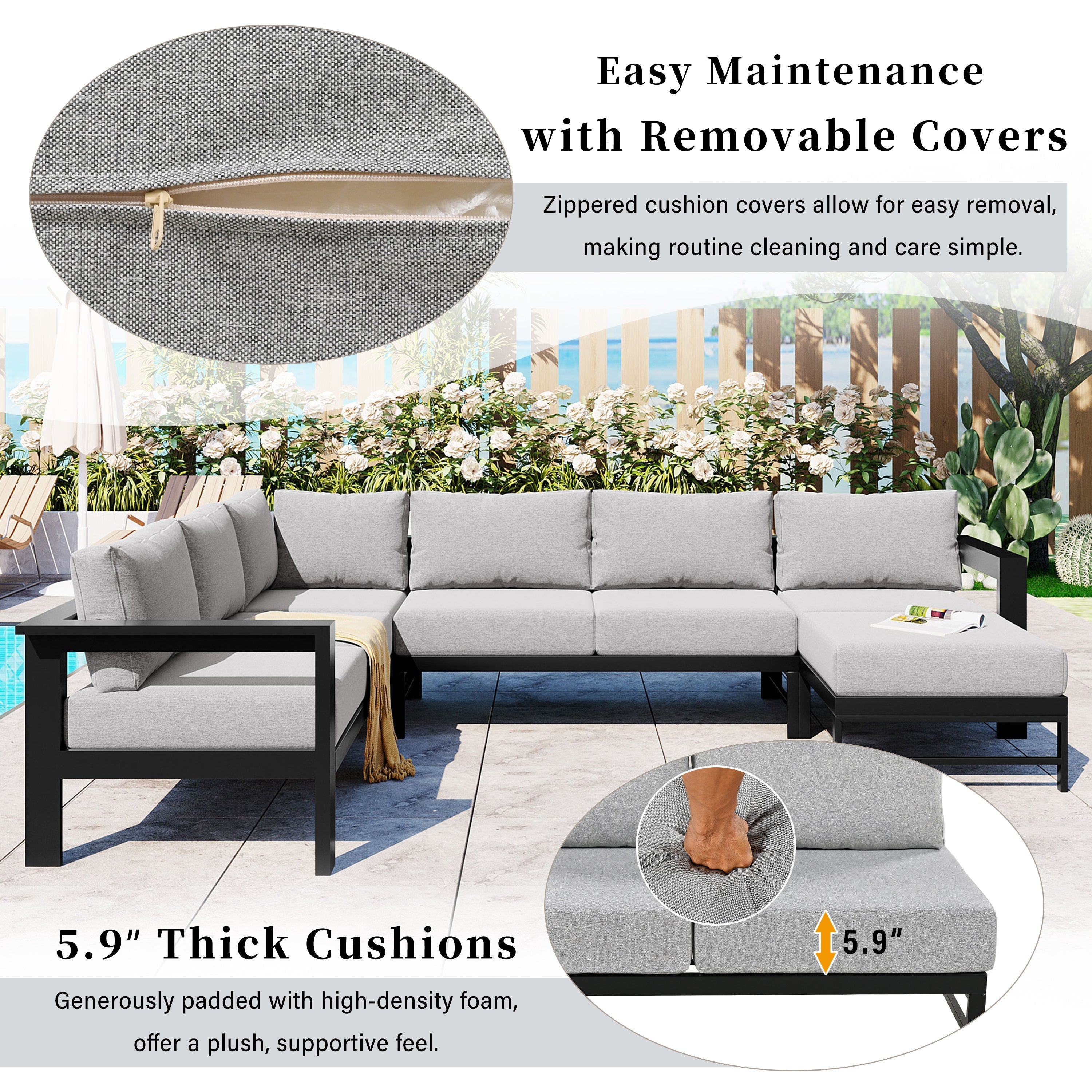 U-Shaped Outdoor Sectional Sofa Set