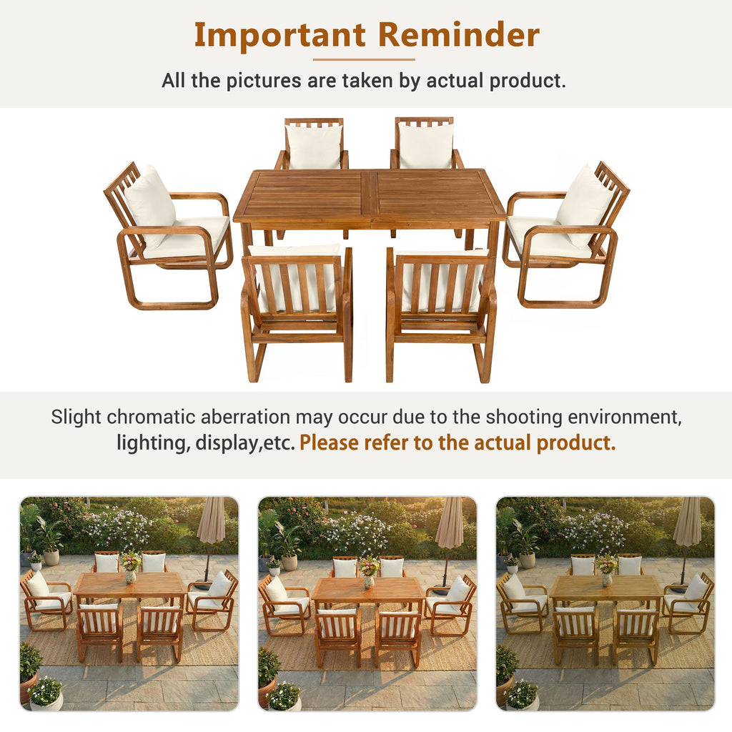 7- Piece Patio Dining Set Outdoor Dining Table and Chairs