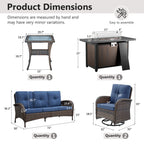 Outdoor Fire Pit Conversation Set, 3-Seat Sofa & Chairs Patio Furniture Set