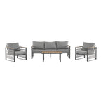 4-Piece Outdoor Metal Patio Furniture Set with Cushions