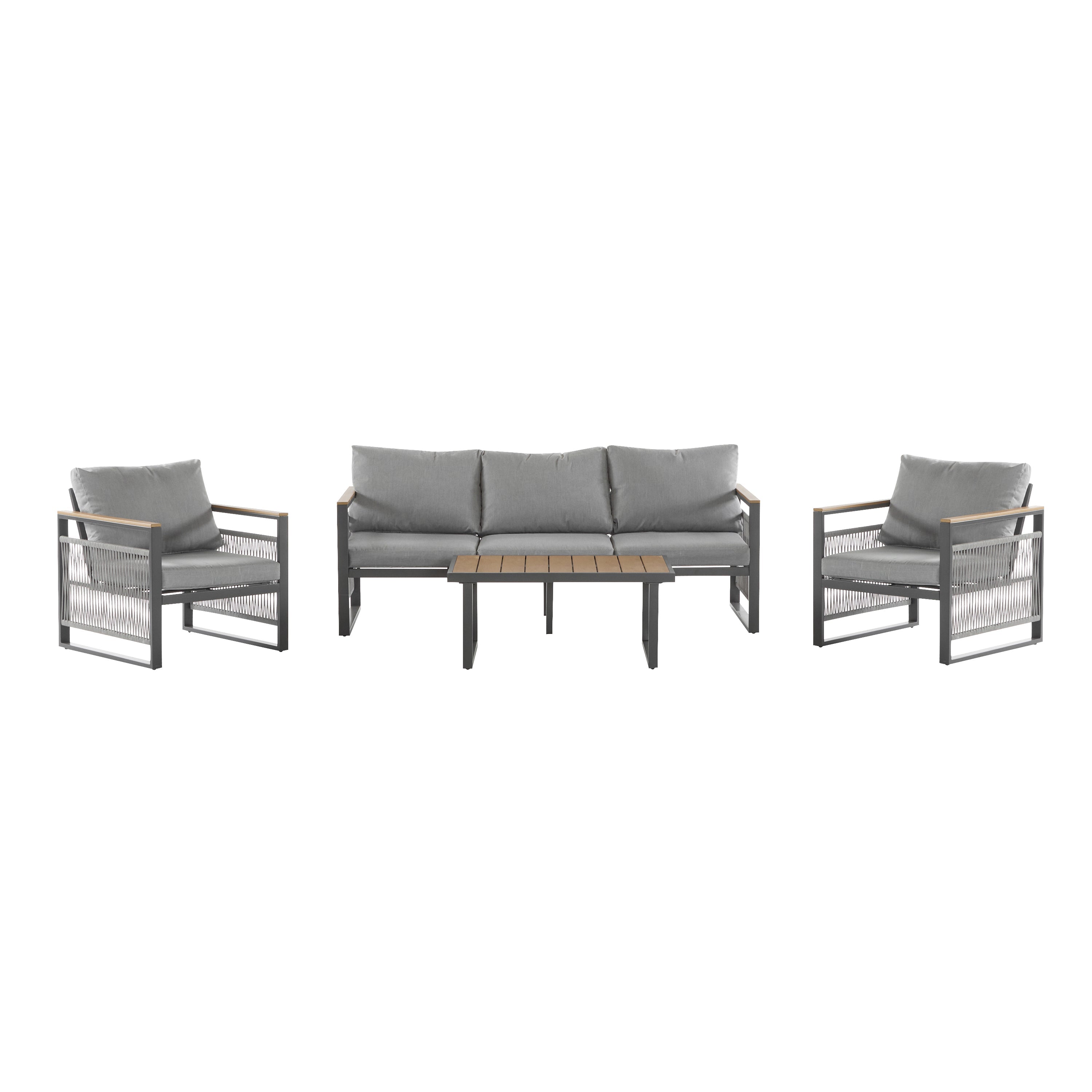 4-Piece Outdoor Metal Patio Furniture Set with Cushions