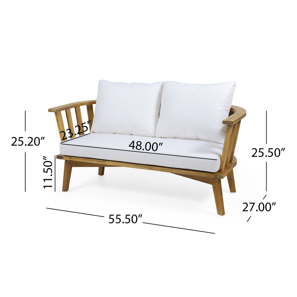 4-Piece Acacia Wood Patio Furniture Set with Cushions