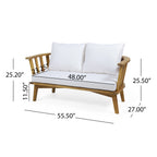 4-Piece Acacia Wood Patio Furniture Set with Cushions