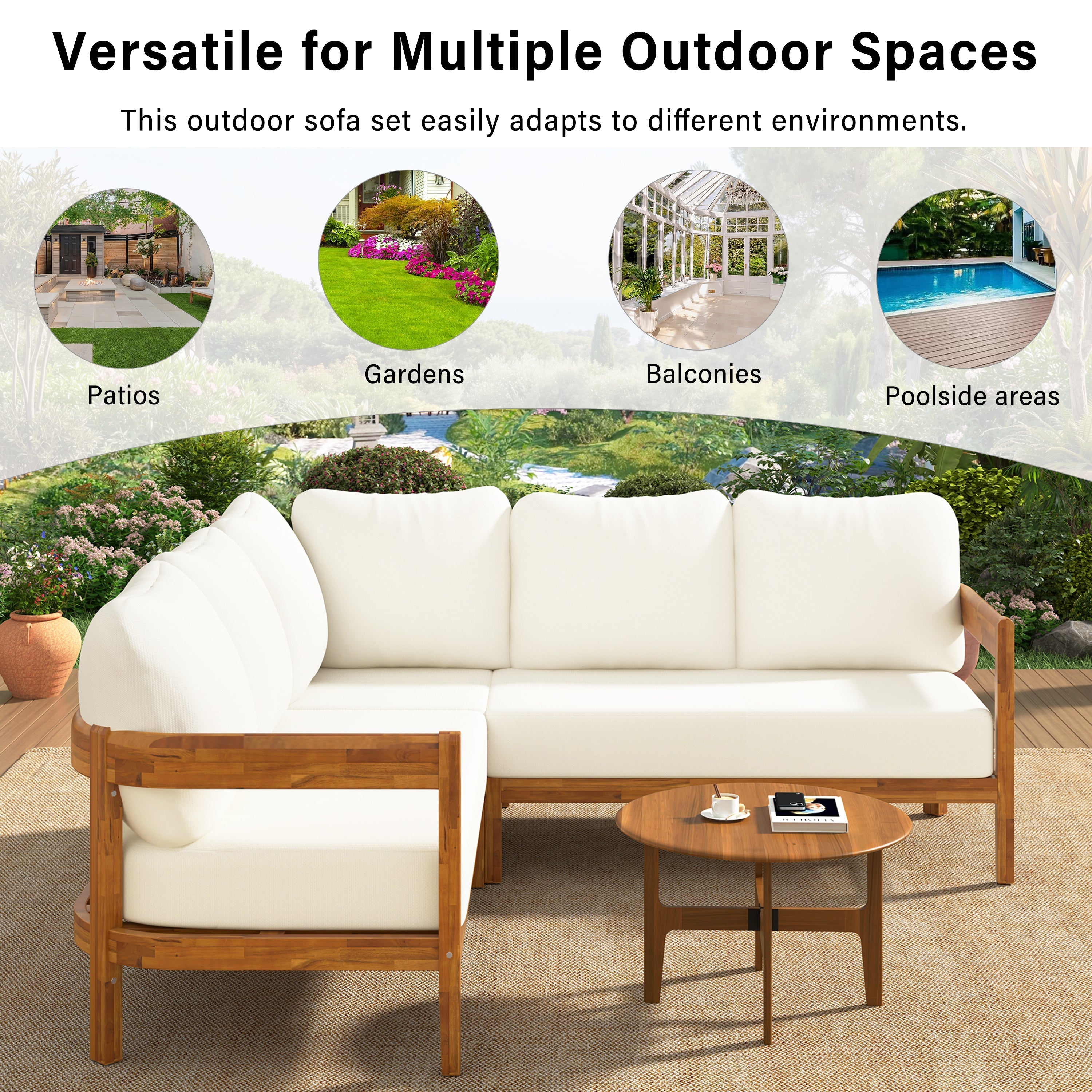 Acacia Solid Wood Patio Furniture Set