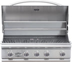 Bullet by Bull Yukon 5 Burner Outdoor Kitchen Grill, Built-In Gas Grill with 75,000 Btus of Heat, 304 Stainless Steel, Cast Iron Heat Treated Reliabull Bar Burners and Piezo Igniters