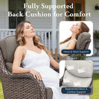 Luxury 6" Thick Cushioned 11 Pieces Patio Furniture Set with Outdoor Couch, Wicker Outdoor Conversation Set with High Back Swivel Rocker Chairs for Deck Porch Yard and Poolside - Brown+Grey