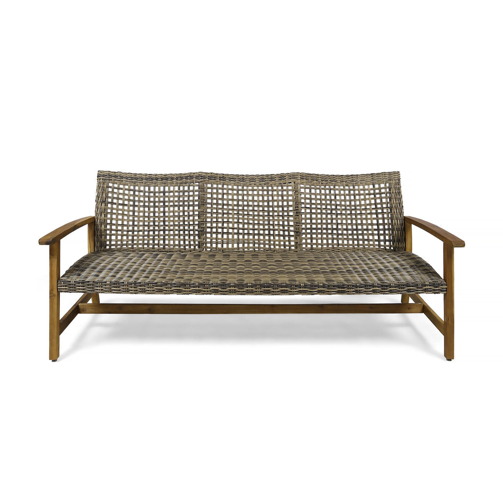Outdoor 3- Seater Sofa with Rattan Cover - Gray