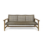Outdoor 3- Seater Sofa with Rattan Cover - Gray