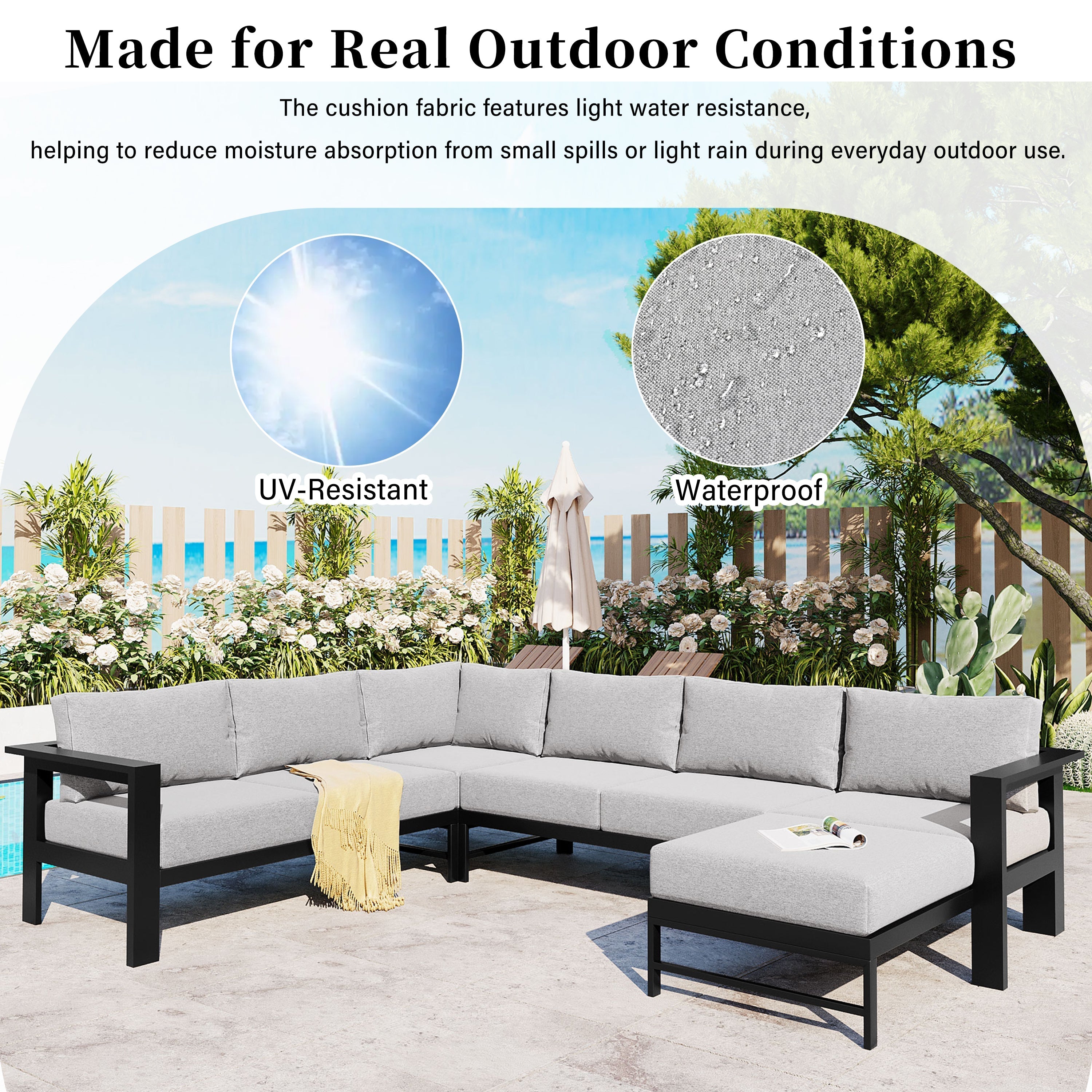 U-Shaped Outdoor Sectional Sofa Set