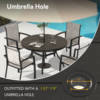 5- Piece Outdoor Patio Dining Set with Stackable Metal Chairs and Round Table