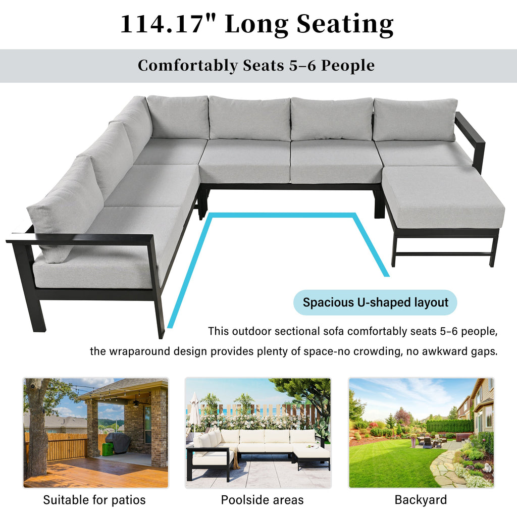 U-Shaped Outdoor Sectional Sofa Set