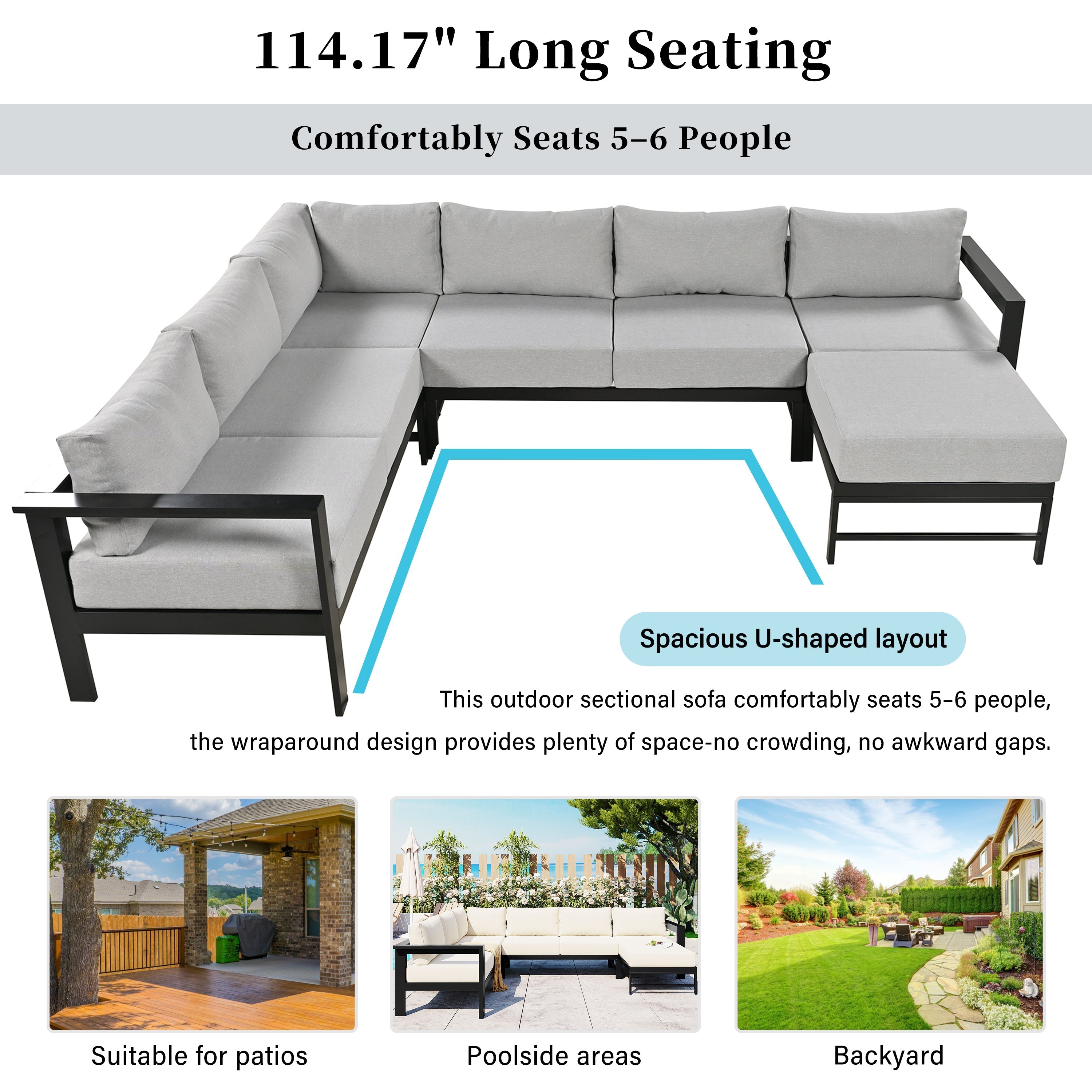 U-Shaped Outdoor Sectional Sofa Set
