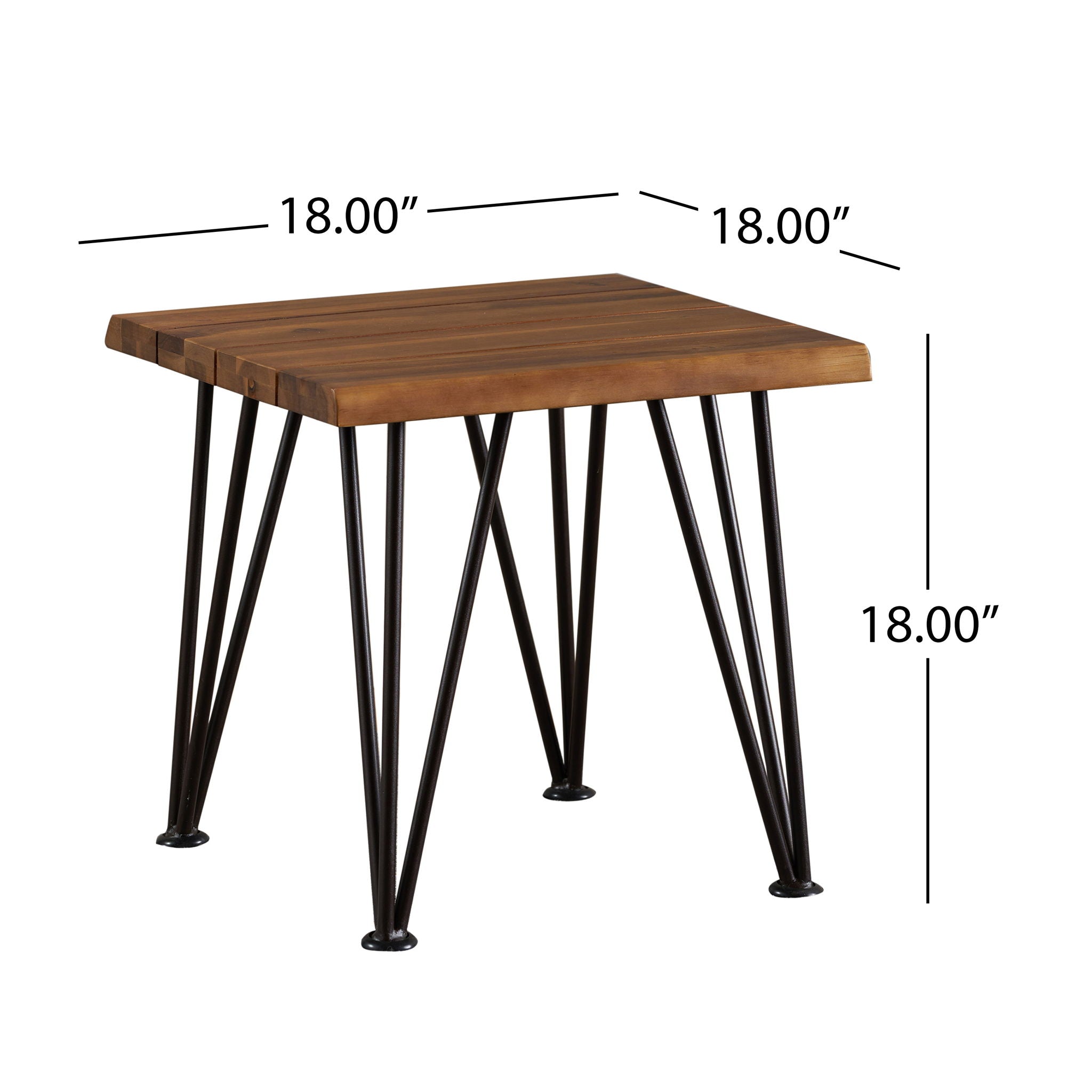 Outdoor Industrial Iron Coffee Table and 2 Side Tables - Teak