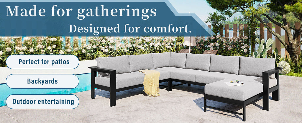 U-Shaped Outdoor Sectional Sofa Set