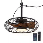 21 In. Smart Indoor/Outdoor Industrial Black Caged Plug-In Ceiling Fans with Dimmable LED with Remote Included