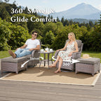 Luxury 6" Thick Cushioned 11 Pieces Patio Furniture Set with Outdoor Couch, Wicker Outdoor Conversation Set with High Back Swivel Rocker Chairs for Deck Porch Yard and Poolside - Brown+Grey