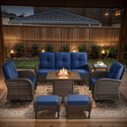 Outdoor Fire Pit Conversation Set, 3-Seat Sofa & Chairs Patio Furniture Set
