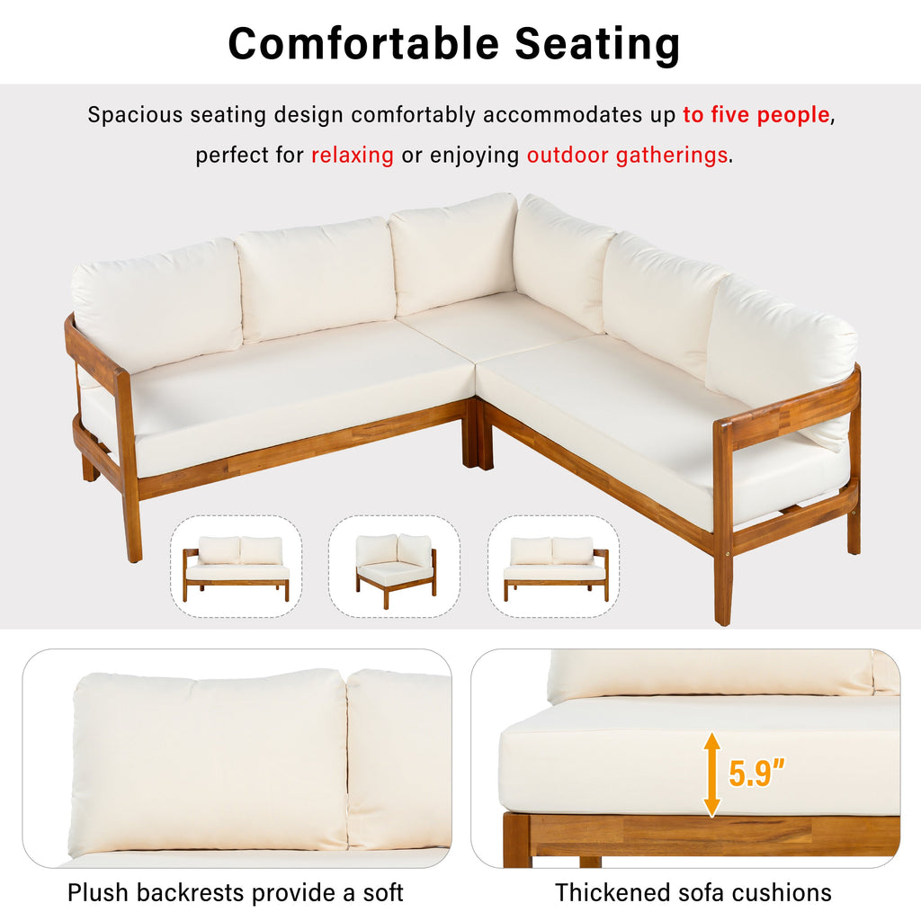 Acacia Solid Wood Patio Furniture Set