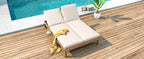 5-Position Adjustable Backrest Double Chaise Lounge Outdoor