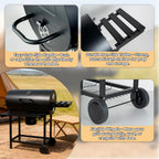 Charcoal BBQ Grills Outdoor: Spacious Barrel Barbecue Grill with Side Front Table Premium BBQ Smoker Combo for Backyard Cooking