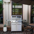 Larger 4+2 Burner Propane Gas Grills Stainless Steel Cabinet Style with Clearview® Lid, Knob Controls, Built-In Thermometer, Infrared Side Sear Burners & Side Burners, Outdoor Use