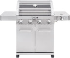 Larger Convertible 4 Burner Natural Gas Grill Stainless Steel Cabinet Style Propane Grills, LED Controls,Side Burner(Without Conversion Kit)
